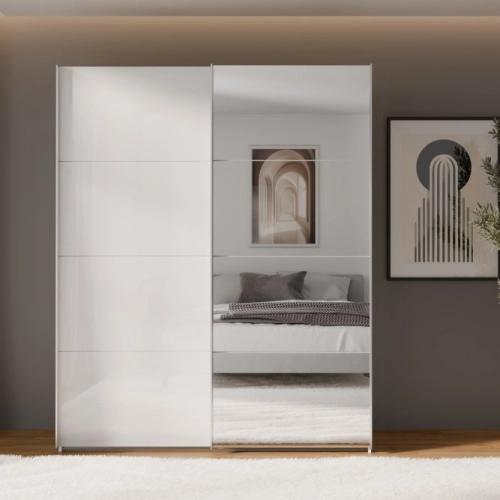 Szafa ubraniowa 170 cm Kolor Biały / Biały połysk